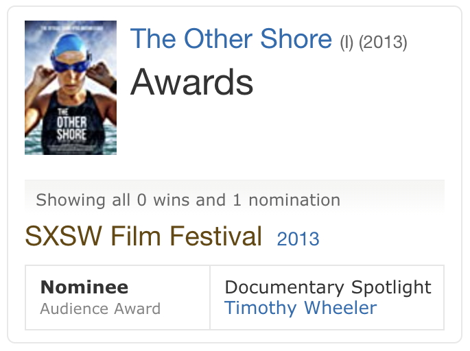 Screenshot of IMDB entry for Timothy Wheeler's documentary, The Other Shore